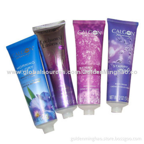 Cosmetic soft and flexible tubes for body cream, decorated w/ label, 57g/2oz capacity, OEM welcomed